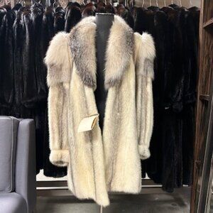 MINK - cream color - INDIGO FOX shoulder & shawl collar - 70% off at only $1295